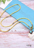 Boho Necklace, Blue Colorful Leaf Shell